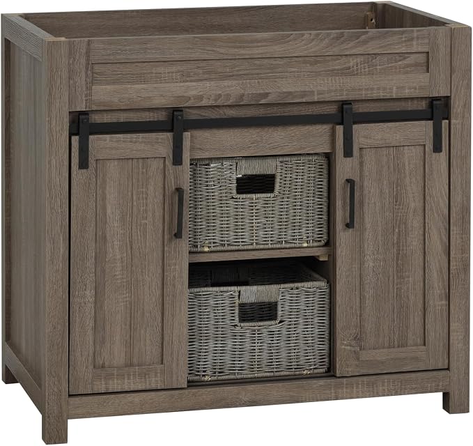 TILE & TOP Farm Barn 36“ Single Bathroom Vanity Cabinet without Top, Antique - Image 4