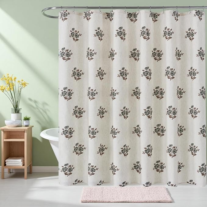 ORTIGIA Linen Green Shower Curtains by ORTIGIA