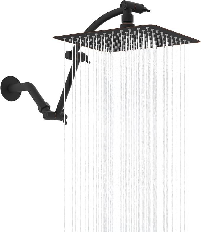 Hibbent All Metal cUPC Certified Rain Shower Head, Brass Adjustable Shower Arm by Hibbent