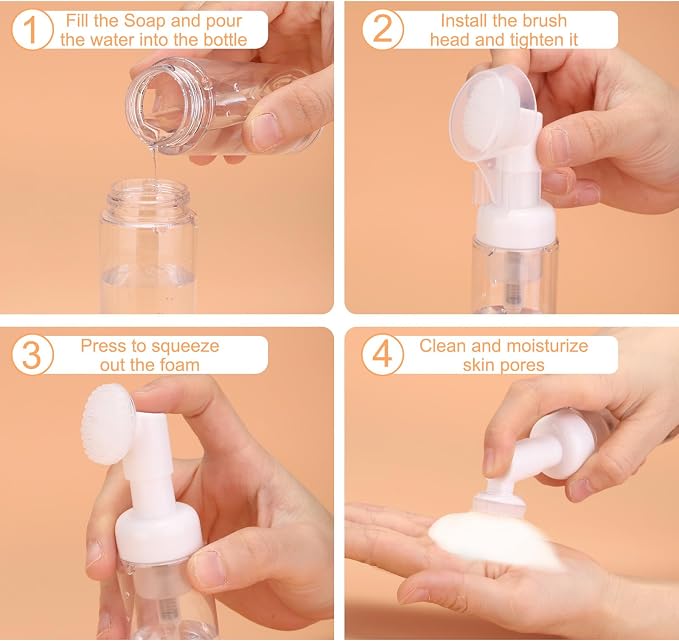 uxcell 4Pcs Empty Foaming Soap Dispenser, 2oz / 60ml Facial Cleanser Foam Bottle - Image 4