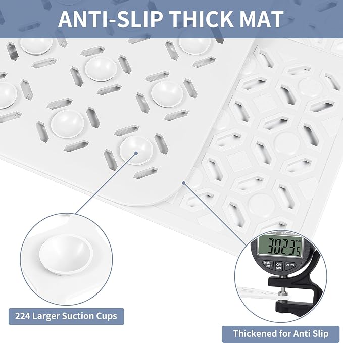 OTHWAY Square Shower Mat, TPE Non-Slip Mat - Image 2