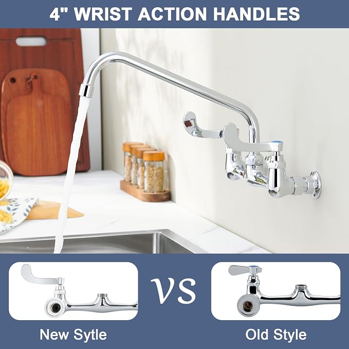 Wall Mount Commercial Sink Faucet Long Handles Wall Mounted Kitchen Faucet 8 - Image 5