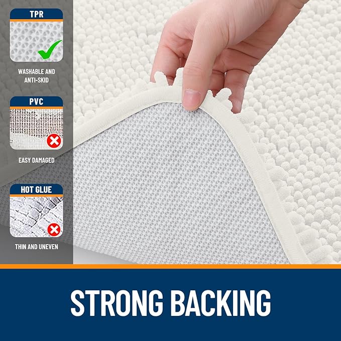 OLANLY Bathroom Rugs 40x32, Extra Soft Absorbent Chenille Bath Rugs, Rubber - Image 6