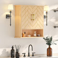 Natural Chevron Pattern Bathroom Wall Mount Cabinet, Over The Toilet Storage by Mepplzian