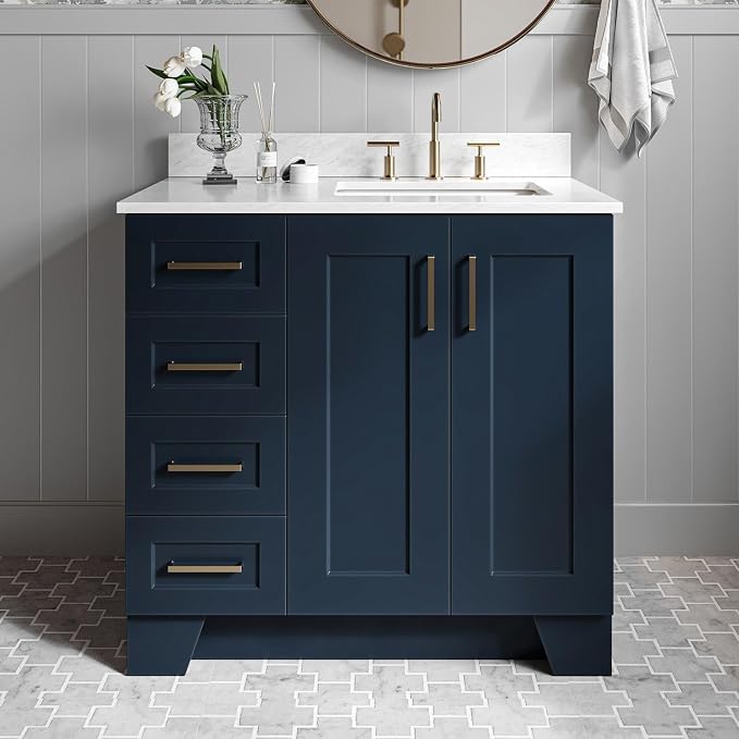 ARIEL Taylor 37 Inch Midnight Blue Bathroom Vanity - Image 2