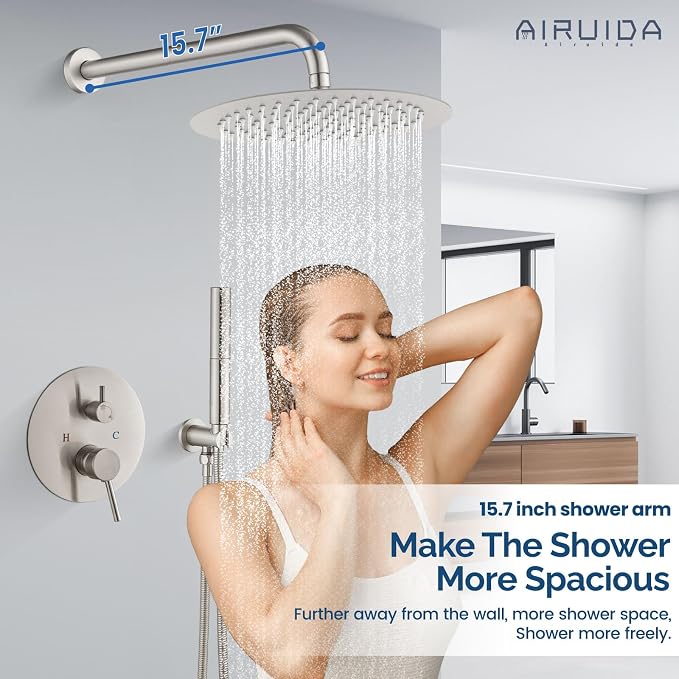 Airuida Shower Fixtures 2 Functions Shower Faucet Set Wall Mounted - Image 2
