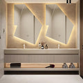 Double Basin Floating Bathroom Vanity, LED Defogging Mirror, Striped 3 Drawers by TIZAZOFashionHome