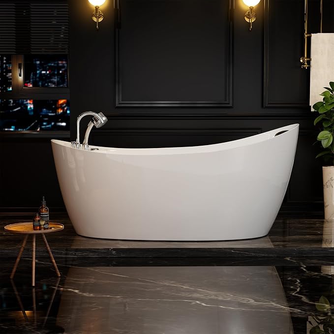 67 in. Acrylic Freestanding Bath Tub Hydromassage Gracefully Oval Shaped 7 by Empava