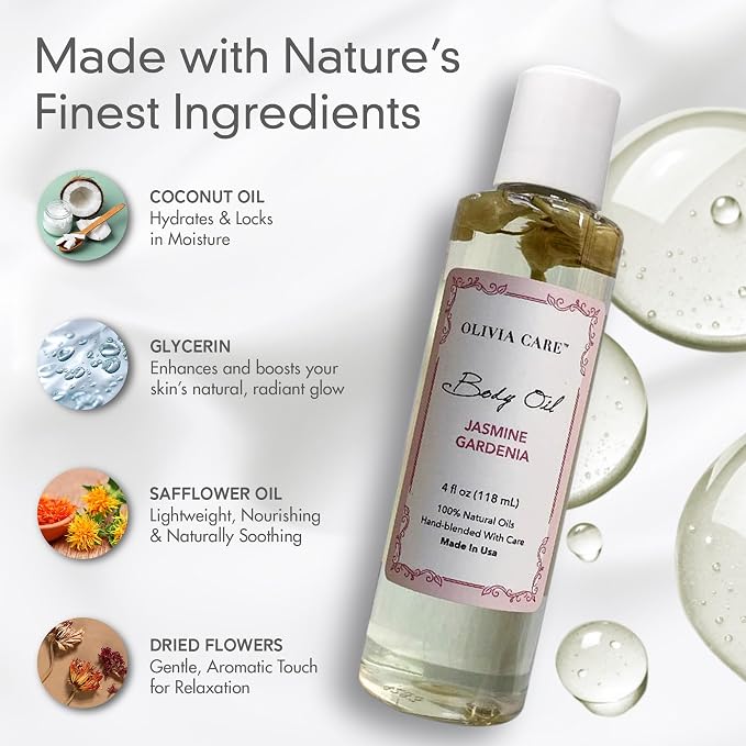 Olivia Care Jasmine Gardenia Body Oil Vegan & Natural Oil - Image 5