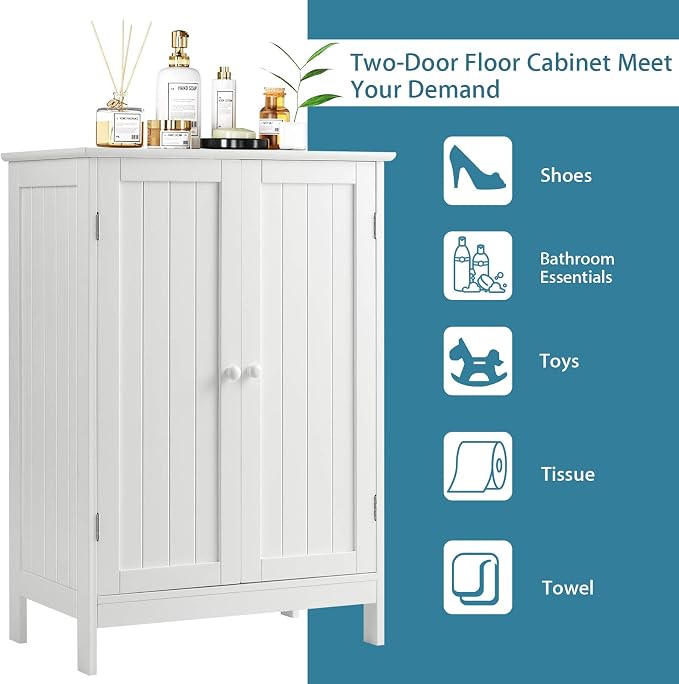 Tangkula Bathroom Floor Cabinet, Freestanding Storage Cabinet - Image 9