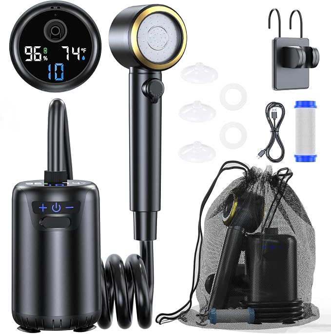 Portable Shower for Camping, 8000mAh Rechargeable Camping Shower by Unknown