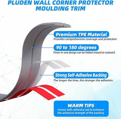 10FT Flexible Wall Corner Protector Moulding Trim, Peel and Stick Inside & - Image 2