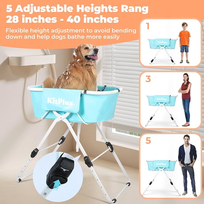 Elevated Portable Dog Bathtub, 5 Height Adjustable Dog Washing Station - Image 3