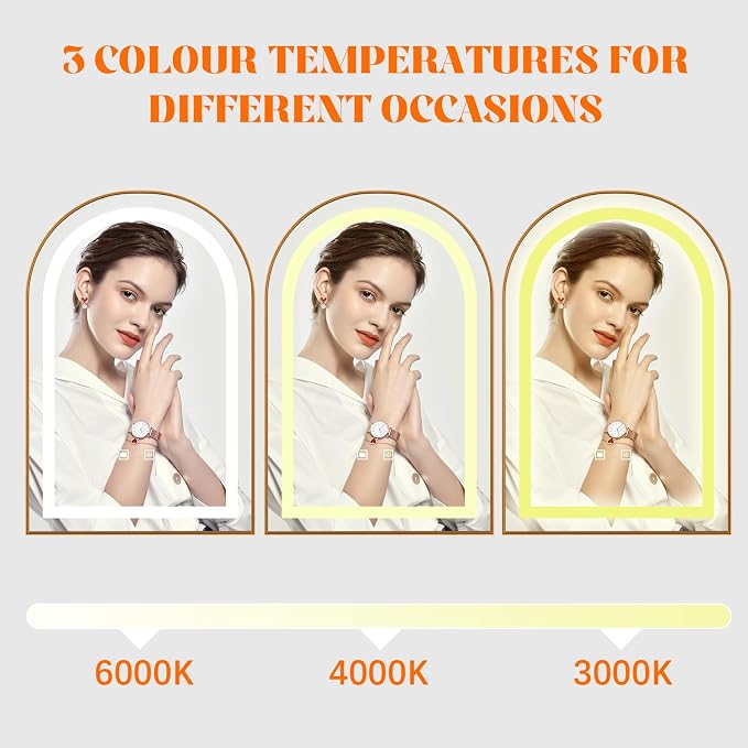LED Bathroom Mirrors with Lights, 3 Colors Dimmable, Wall Mounted Lighted - Image 3