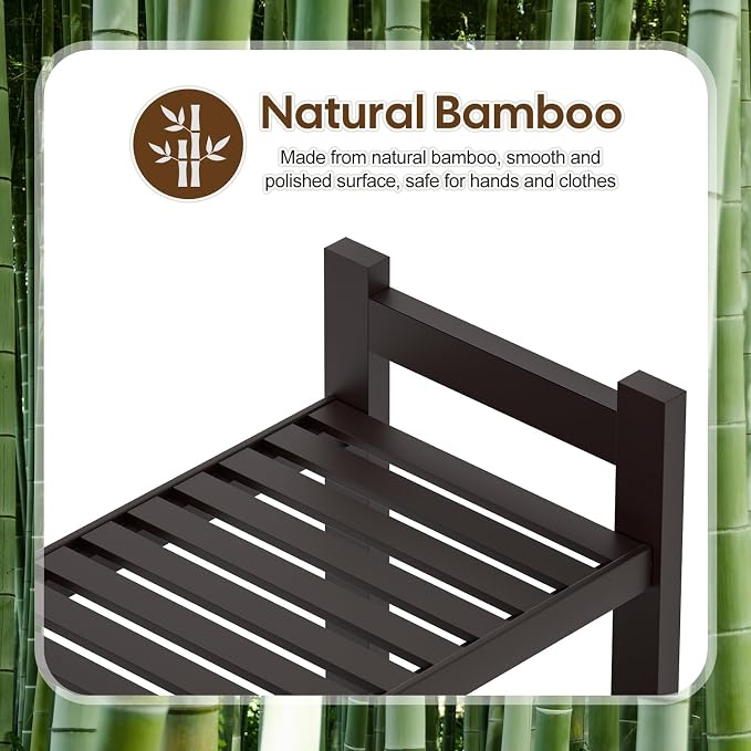 Over The Toilet Storage with 2 Baskets, 4-Tier Bamboo Organizer Rack with Paper - Image 7
