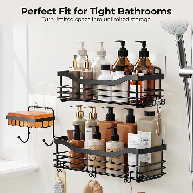 Orimade Shower Caddy Basket Shelf, No Drilling Wall Mounted Rustproof Stainless - Image 4
