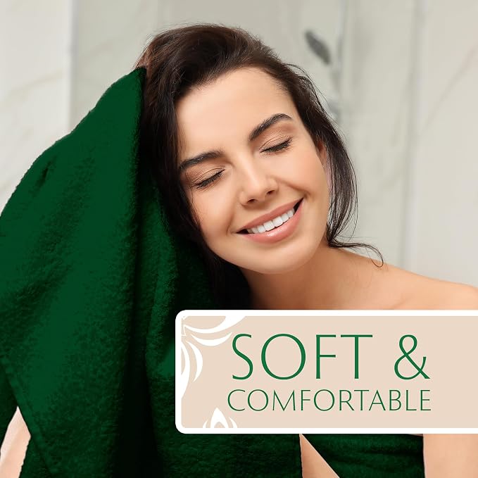 MAURA Hunter Green Bath Towel Set of 8 - Image 6