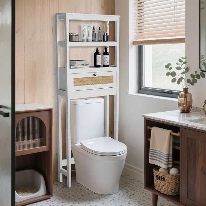 Over The Toilet Storage Cabinet, 3-Tier Bathroom Organizer by GROZING