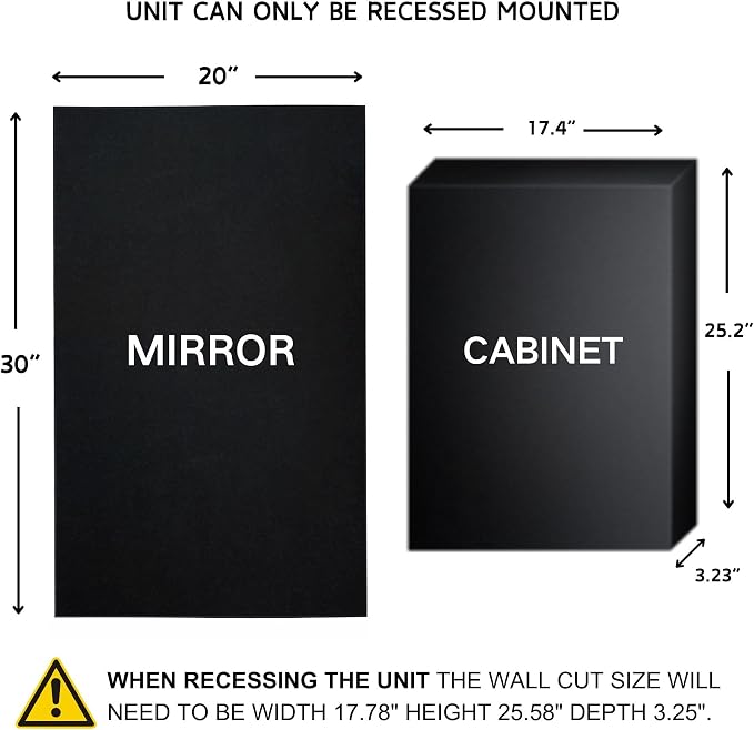 TEHOME Black Recessed Bathroom Medicine Cabinet - Image 2