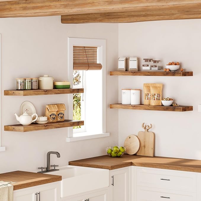 Floating Shelves for Wall, 1.5" Thick Wall Shelf Set of 4 - Image 5