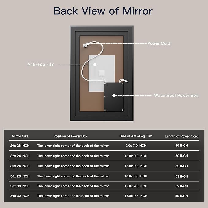 ISKM Framed LED Mirror for Bathroom 36"x32", Dimmable LED Bathroom Mirror - Image 6