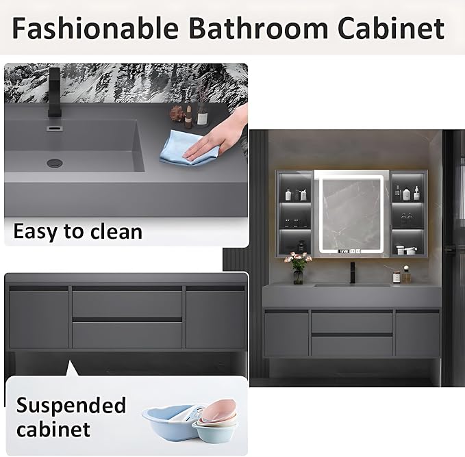 76IN Bathroom Vanity with Sink - Image 4