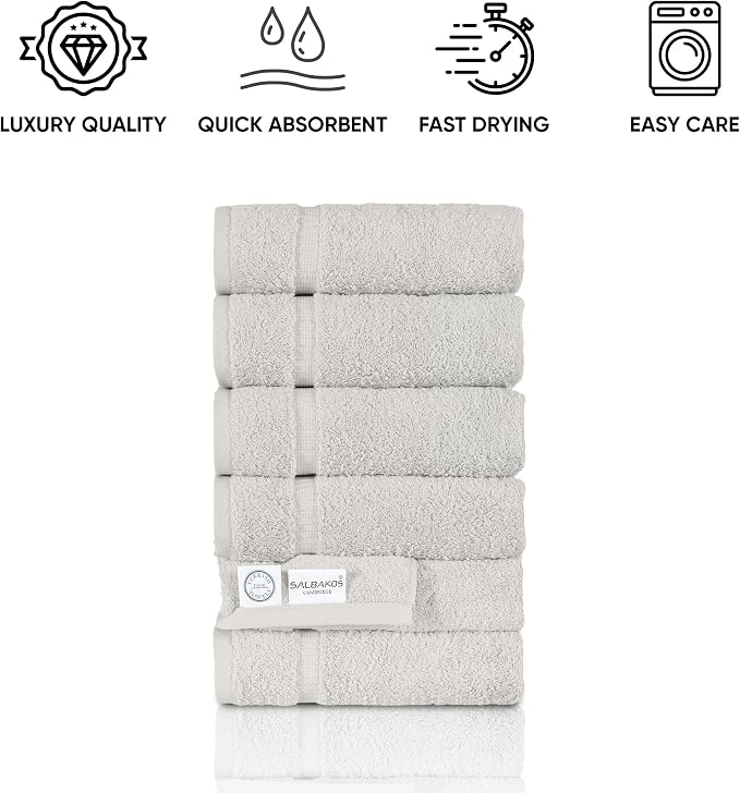 SALBAKOS 100% Turkish Cotton Hand Towel Set of 6 16x30 inch | Heirloom Quality - Image 6
