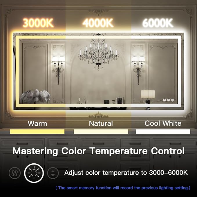 ISKM 51'' x 40'' LED Mirror for Bathroom Lighted Vanity Mirror for Wall Front - Image 4