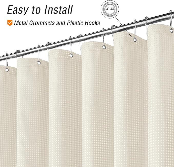 Gibelle Small Stall Shower Curtain 36 x 72, Narrow Half Waffle Weave Textured - Image 4