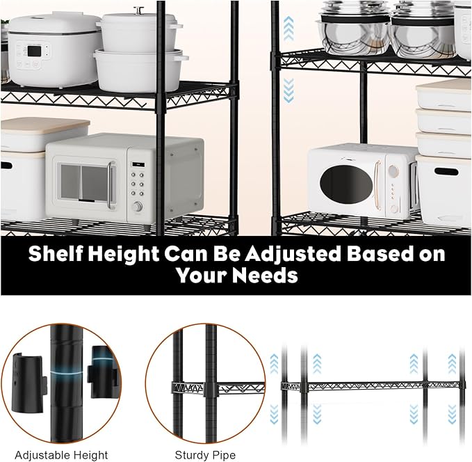 3-Tier Wire Shelving Unit with Wheels, 36.9" W x 18.6" D Heavy Duty Metal - Image 6