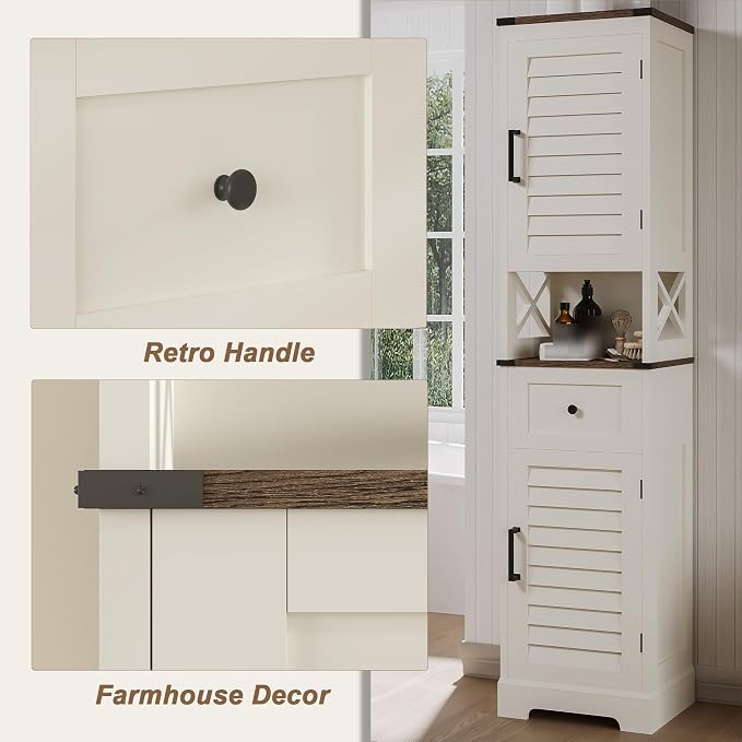 ChooChoo Farmhouse Storage Cabinet, Tall Bathroom Storage Cabinet - Image 5