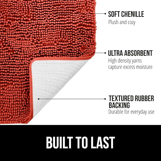 GORILLA GRIP Bath Rug Mat 44x26, Soft Absorbent Chenille, Quick Dry Microfiber - Image 2