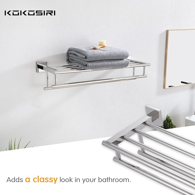 KOKOSIRI Bathroom Towel Rack Towel Holder 20 Inch Towel Shelf - Image 5