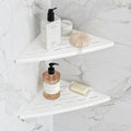 Corner Shower Shelf Matte White, 304 Stainless Steel 11.5” Recessed Corner by Qeke