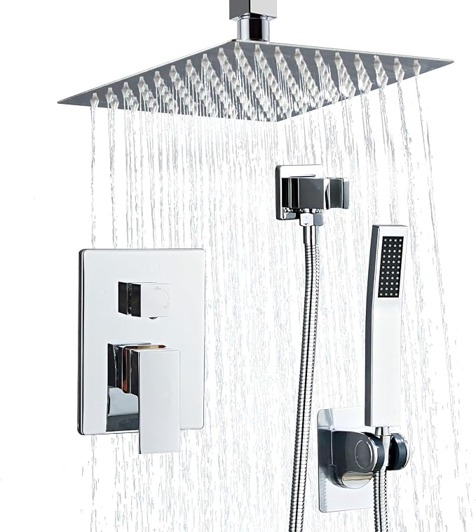 8 Inch Shower Faucet Set Ceiling Mount, High Pressure Rainfall Shower System by RTOBWEYE