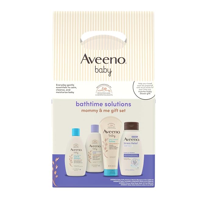 Aveeno Baby Bathtime Solutions Mommy & Me Gift Set, Baby Wash & Shampoo by AveenoBaby