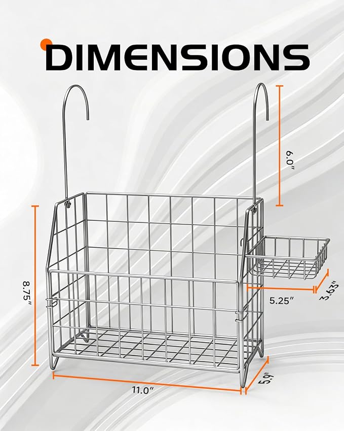 Large Rustproof Shower Caddy Hanging, 304 Stainless Steel Hanging Shower - Image 3