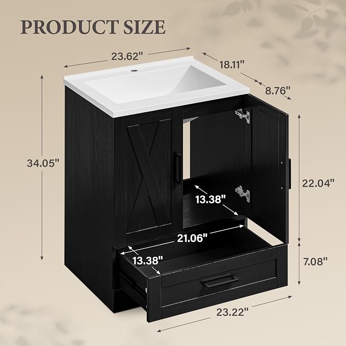 YESHOMY Bathroom Vanity with Sink, Farmhouse Cabinet Easy Assembly - Image 2