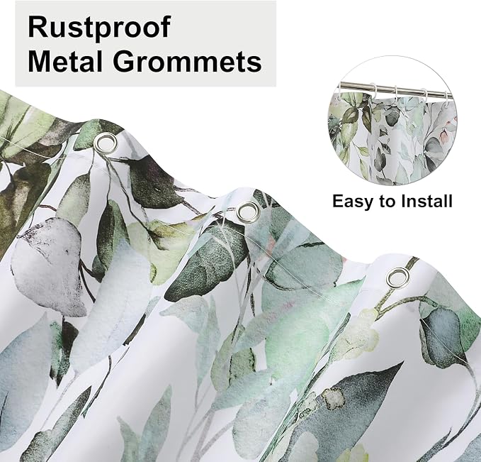 Colorful Star Sage Green Eucalyptus Waterproof Shower Curtain Set - Image 4