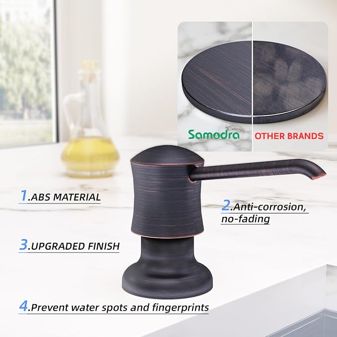 SAMODRA Sink Soap Dispenser for Kitchen Oil Rubbed Bronze Dish Lotion Dispenser - Image 4