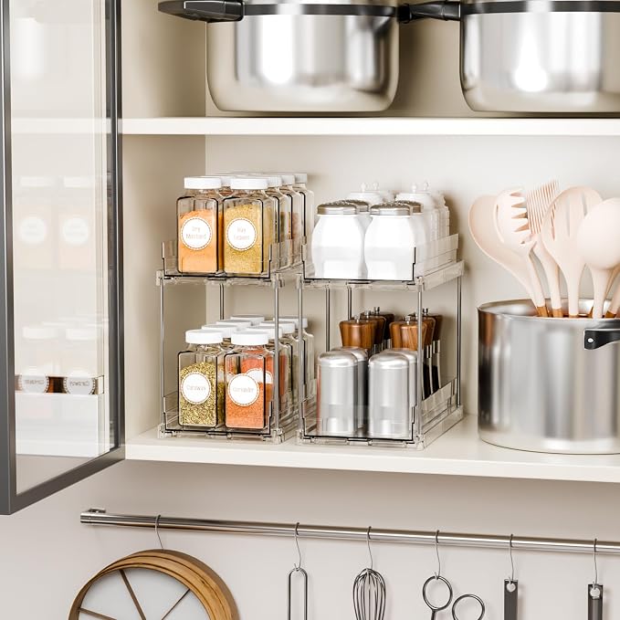 2 Set, 2 Tier Pull Out Cabinet Organizer - Image 9