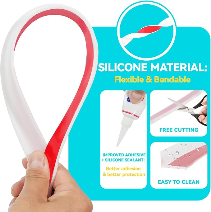 Shower Threshold Water Dam Barrier 98", Silicone Sealant Included, Collapsible - Image 5