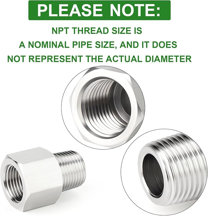TAISHER 10PCS 304 Stainless Steel Pipe Fitting, 3/8" NPT Male x 3/8" NPT Female - Image 4