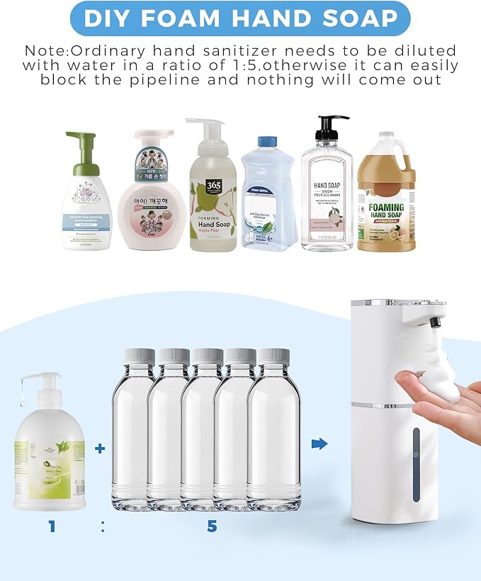 2 Pack Automatic Foaming Soap Dispenser, 400ml//13.53oz Rechargeable, - Image 7