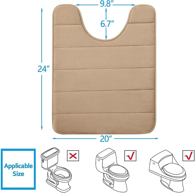 Buganda Memory Foam U-Shaped Contour Toilet Rugs, Non Slip Absorbent, Thick - Image 2