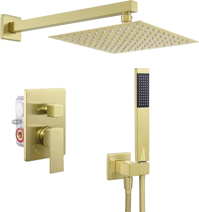 KES Gold Shower Faucet Set, Shower System 10 Inches Rain Shower Head - Image 9