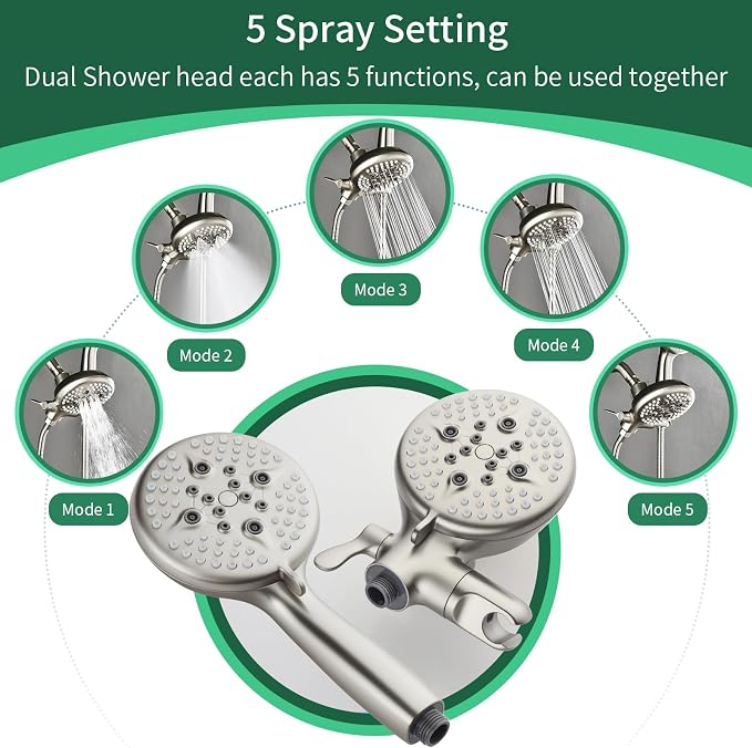 2 Handle Shower Faucet Shower System Complete 2 in 1 Shower Combo Set - Image 3