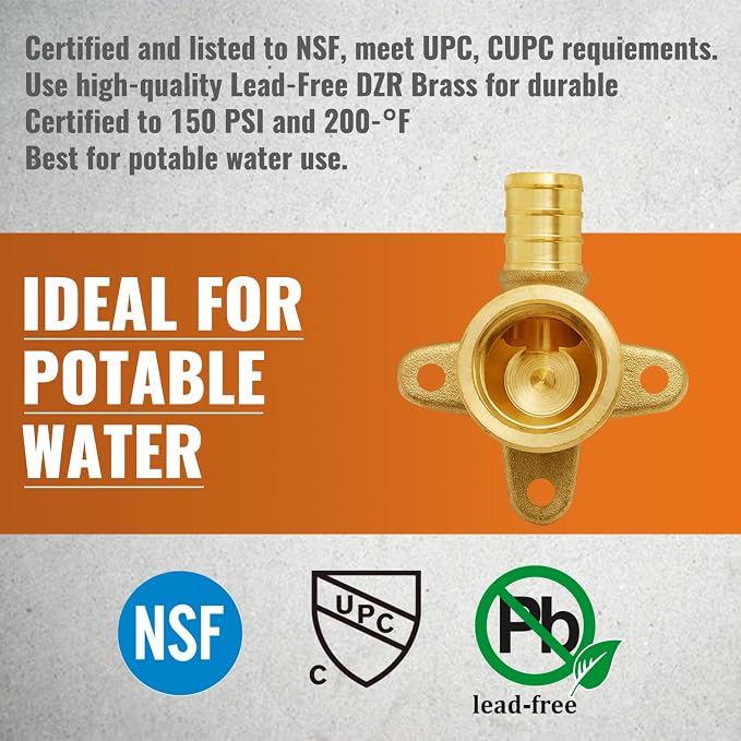 SUNGATOR 4-Pack Pex Drop Ear Elbow 1/2", No Lead Brass Fittings, UPC Certified - Image 5