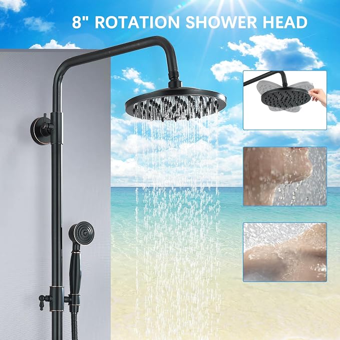 Rain Shower System Oil Rubbed Bronze Outdoor Shower Faucet Set - Image 3