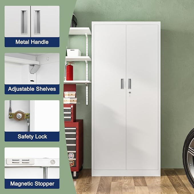 Metal Storage Cabinet, 71 Inch Tall Metal Storage Cabinet - Image 4
